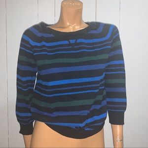 Striped quarter sleeve sweater